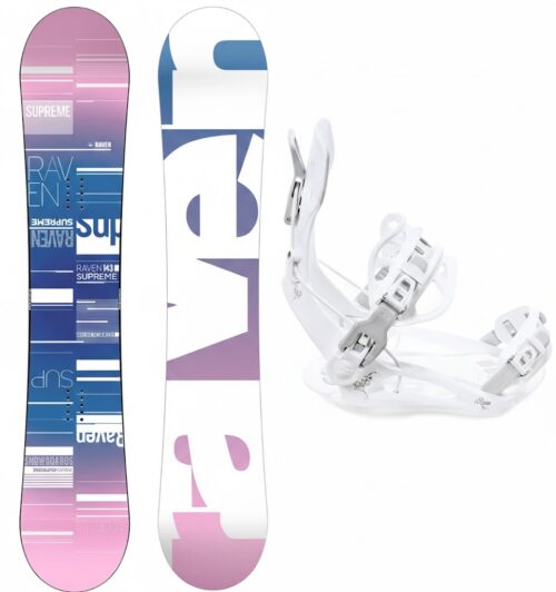 Lumelauakomplekt Raven Supreme White 150cm + Lumelauasidemed Raven Fast-in M White (39-42)